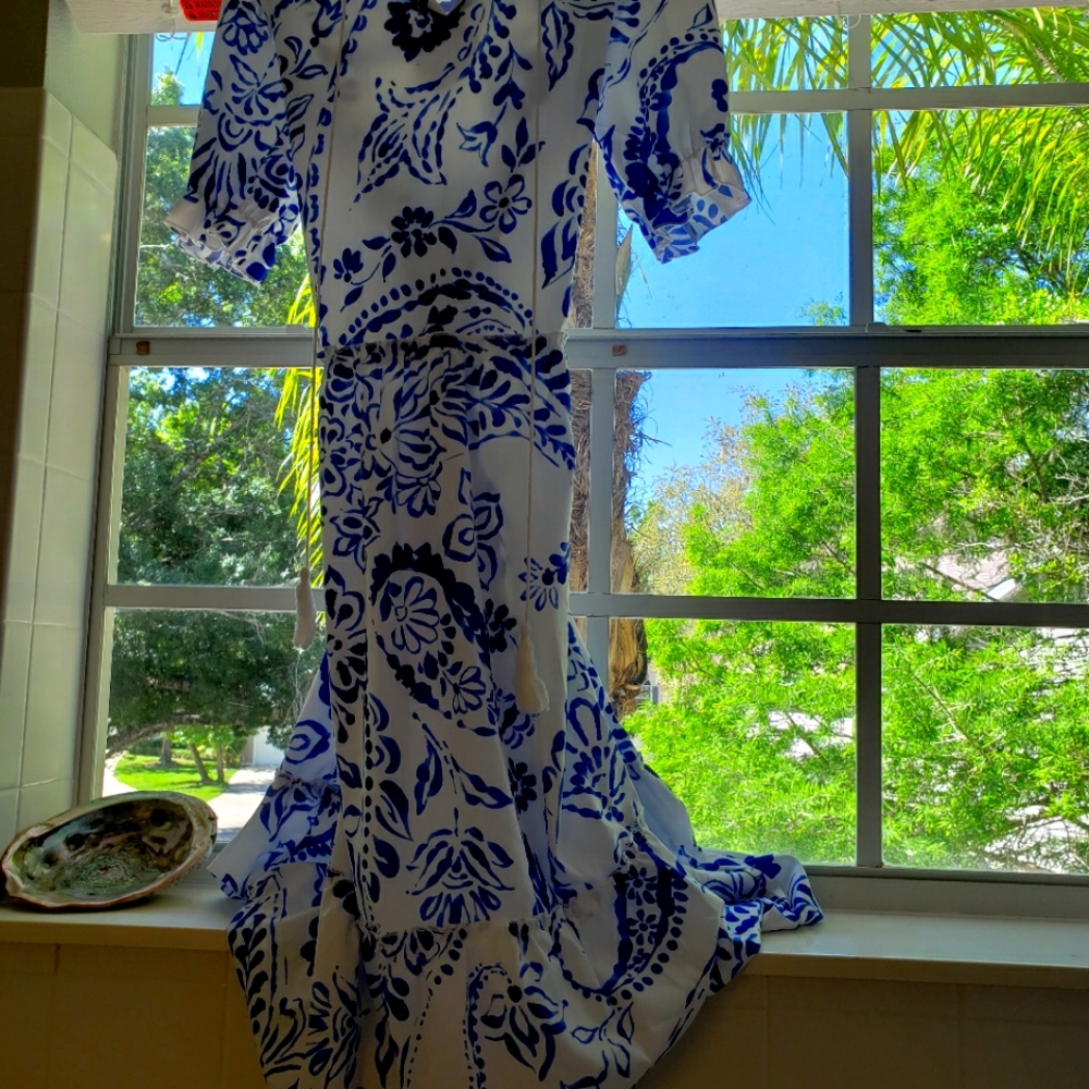 Blue and White lightweight dress.